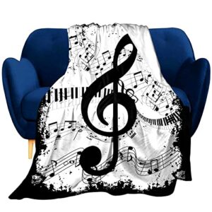 mibddk abstract music note with piano blanket flannel fleece throw blankets for sofa couch bed office all season 60"x50"