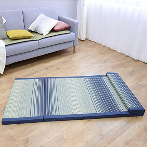 YLYAJY Folding Japanese Traditional Tatami Mattress Mat Rectangle Large Foldable Floor Mat Sleeping Tatami Mat Flooring (Color : Blue, Size : 75x200x3.5cm)