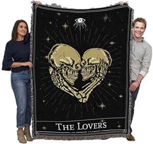 pure country weavers zodiac - lovers tarot card blanket - gift tapestry throw woven from cotton - made in the usa (72x54)