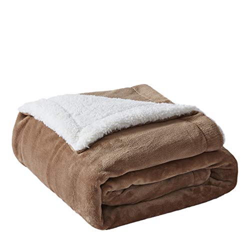 SEMECH Sherpa Throw Blanket Throw Size, Sherpa Fleece Throw Blanket Lightweight, Reversible Sherpa Blanket Machine Washable, 50" x 60", Tannin