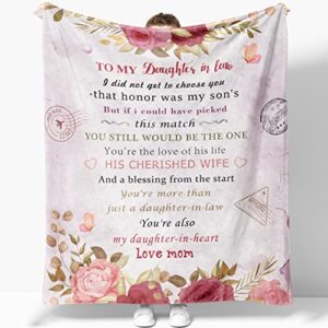 chushyar mothers day birthday gifts for daughter in law, daughter in law gifts,gifts for daughter in law birthday, daughter in law from mom，cosy and soft throw blanket 60" x 50"