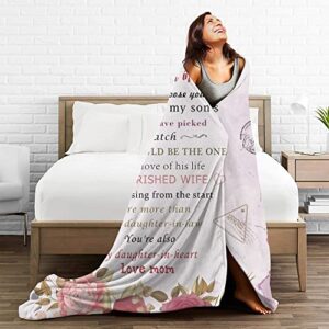 CHUSHYAR Mothers Day Birthday Gifts for Daughter in Law, Daughter in Law Gifts,Gifts for Daughter in Law Birthday, Daughter in Law from Mom，Cosy and Soft Throw Blanket 60" x 50"