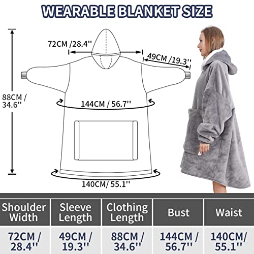 Lansru Wearable Blanket Sweatshirt Oversized Blanket Hoodie for Women and Men, Super Warm and Cozy , Thick Flannel Blanket with Sleeves and Giant Pocket