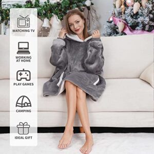 Lansru Wearable Blanket Sweatshirt Oversized Blanket Hoodie for Women and Men, Super Warm and Cozy , Thick Flannel Blanket with Sleeves and Giant Pocket