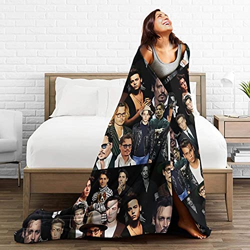 Blanket Johnny Depp Super Soft and Comfortable Fleece Blanket Throw Blanket Picnic Blankets Camping Blanket Beach Blanket for Decoration Bedroom Living Room Yoga (50"x40")