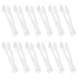 [12 pack] plastic serving tongs, 8.5 inch heavy duty disposable utility tongs (clear)