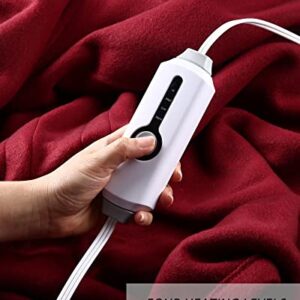 Heated Blanket 62 x 84 Inches Double Sided Soft Fleece Electric Blanket Twin Size Machine Washable Fast Heating with 4 Heating Levels & 10 Hours Auto Off, Home Office Use, Red