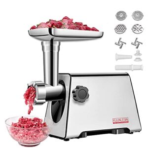 kuunlesin meat grinder, electric meat grinder, 350w[2800w max], sausage maker, meat mincer, meat sausage machine, 4 sizes plates,sausage & kubbe kit for home kitchen & commercial using.
