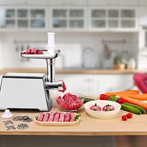 KUUNLESIN Meat Grinder, Electric Meat Grinder, 350W[2800W Max], Sausage Maker, Meat Mincer, Meat Sausage Machine, 4 Sizes Plates,Sausage & Kubbe Kit for Home Kitchen & Commercial Using.