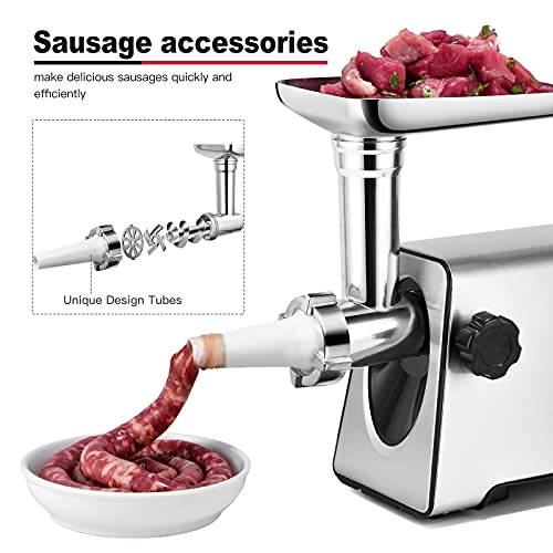 KUUNLESIN Meat Grinder, Electric Meat Grinder, 350W[2800W Max], Sausage Maker, Meat Mincer, Meat Sausage Machine, 4 Sizes Plates,Sausage & Kubbe Kit for Home Kitchen & Commercial Using.