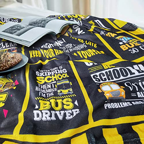 Sulpoie Bus Driver Gifts for Women Men, School Bus Driver Gifts Blanket 50"X60", Bus Driver Appreciation Gifts, Birthday Gifts for Bus Driver, Thank You for School Bus Driver Throw Blanket