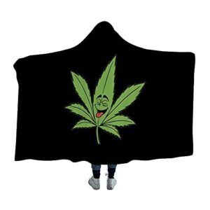 pot leaves weed wearable hooded blanket soft cloak for watch tv sofa bed napping 60"x80"