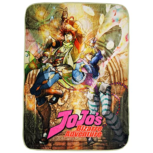 Bioworld JoJo's Bizarre Adventure Anime JoJo and Dio Brando Manga Super Soft Plush Throw Blanket 45" x 60"