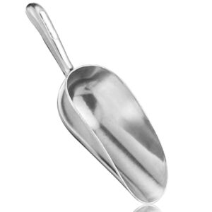 cast aluminum utility scoop, 5-ounce - round bottom, small ice scoop for multi-purpose use, with finger groove handle (hand wash only) 5 oz.