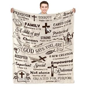 AJIIUSV Christian Gifts for Men Women, Christian Blanket Fathers Day Blankets for Dad Grandpa Uncle Gifts Birthday Gifts for Women Men Religious Gifts Blanket Bible Verse Inspirational Gifts 50"x60"