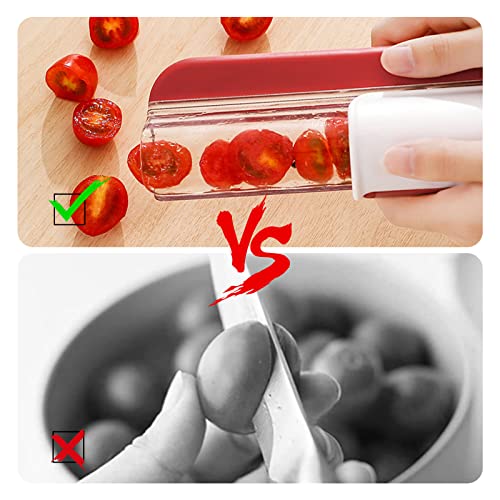 Tomato Slicer Multi-Function Grape Cutter Small Fruit Cutter Grape Kitchen Accessories Cake Decoration Tool Fruit Slicer (Red)