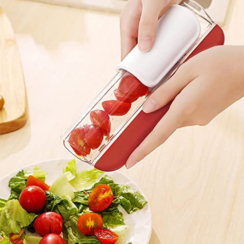 Tomato Slicer Multi-Function Grape Cutter Small Fruit Cutter Grape Kitchen Accessories Cake Decoration Tool Fruit Slicer (Red)