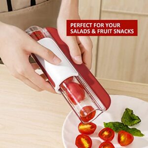 Tomato Slicer Multi-Function Grape Cutter Small Fruit Cutter Grape Kitchen Accessories Cake Decoration Tool Fruit Slicer (Red)