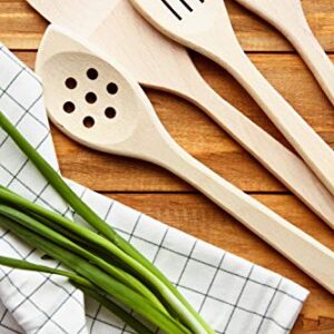 ECOSALL Healthy Wooden Spoons For Cooking Set of 6. Safe and Reliable Cooking Utensils for Kitchen – 100% Natural Nonstick Wood Spatula Spoon For Scraping, Stirring, Serving – Uncoated Solid Hardwood