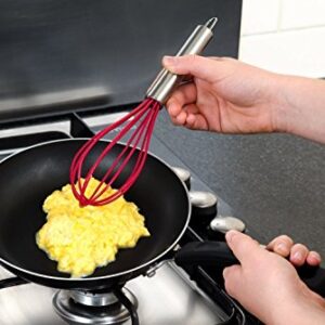 Silicone Whisk Set of 3 - Stainless Steel & Silicone Non-Stick Coating – Colored Balloon Egg Beater for Blending, Whisking, Beating, Frothing & Stirring (12-inch, 10-inch & 8.5-inch)