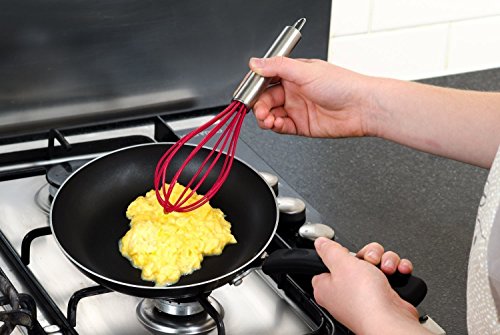 Silicone Whisk Set of 3 - Stainless Steel & Silicone Non-Stick Coating – Colored Balloon Egg Beater for Blending, Whisking, Beating, Frothing & Stirring (12-inch, 10-inch & 8.5-inch)