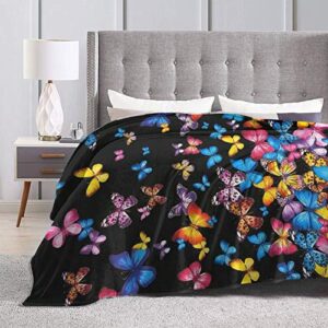 SARA NELL Ultra Soft Butterfly Blanket,Colorful Rainbow Flying Butterfly Throw Blanket Fleece Blanket,Plush Blanket for Bed and Couch,Warm Fuzzy Cozy Throws Blankets for Kids and Adults,50''X40''