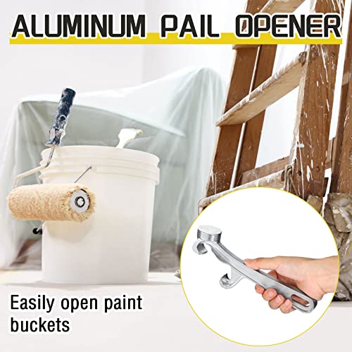 Romooa Aluminum Bucket Opener 5 Gallon Pail Opener Silver Buckets Lid Wrench Metal Can Opener Lid Remover Tool for Home Industrial Use (1 Piece), 21 cm