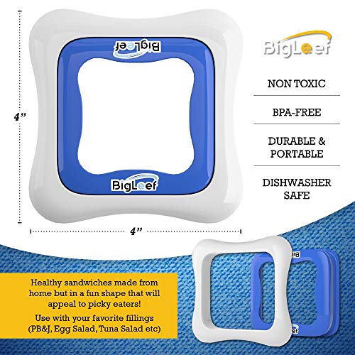 Sandwich Cutter, Sealer and Decruster for Kids - Remove Bread Crust, Make DIY Pocket Sandwiches - Non Toxic, BPA Free, Food Grade Mold - Durable, Portable, Easy to Use (Square)