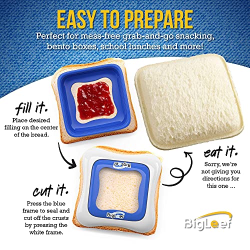 Sandwich Cutter, Sealer and Decruster for Kids - Remove Bread Crust, Make DIY Pocket Sandwiches - Non Toxic, BPA Free, Food Grade Mold - Durable, Portable, Easy to Use (Square)