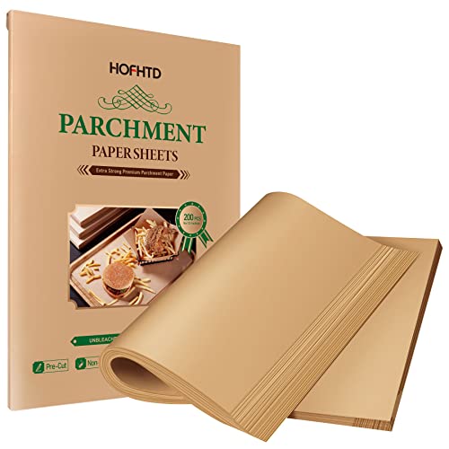 200 Pcs Parchment Paper Sheets 9 x 13 Inches, Precut Parchment Paper for Baking, Air Fryer Disposable Paper Liner, HOFHTD Non-Stick Cooking Papers for Grilling, Frying, Steaming