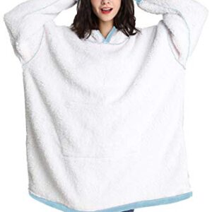 Cmtpuy Sweatshirt Blanket,Oversized Sherpa Hoodie,Fleece Blanket,Sherpa Pullover for Womens,Mens,Children,Wearable Blanket (Light Blue)