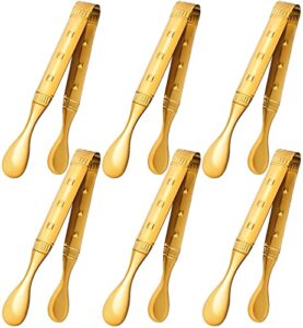 iaxsee 6-pieces 6 inch gold tongs mini tongs for appetizers, gold serving utensils small tongs for serving appetizers ice tongs sugar tongs