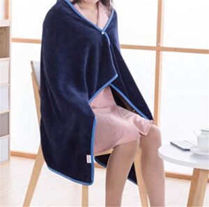 mvchifay wearable blanket soft fleece shawl button closure warm snuggle throw for sofa snap 27x51inches (blue-70x130cm)