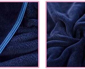 Mvchifay Wearable Blanket Soft Fleece Shawl Button Closure Warm Snuggle Throw for Sofa Snap 27x51inches (Blue-70x130cm)