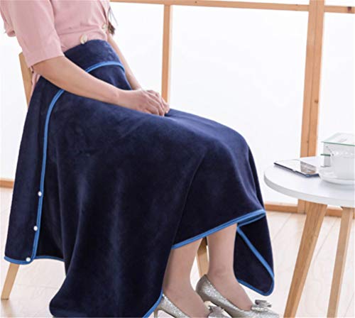 Mvchifay Wearable Blanket Soft Fleece Shawl Button Closure Warm Snuggle Throw for Sofa Snap 27x51inches (Blue-70x130cm)