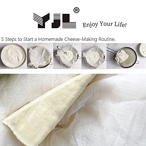 YJL Cheesecloth for Straining, 54 Sq Feet, 100% Cotton Grade 90 Unbleached Cheesecloth, Fine Cheesecloth | 6 Yards Cheese cloths for Cooking | Straining | Canning | Steaming and Reusable Cheesecloth