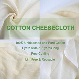 YJL Cheesecloth for Straining, 54 Sq Feet, 100% Cotton Grade 90 Unbleached Cheesecloth, Fine Cheesecloth | 6 Yards Cheese cloths for Cooking | Straining | Canning | Steaming and Reusable Cheesecloth