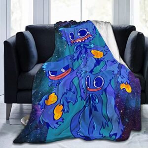 HNyeyes Blue Monster Flannel Blanket Ultra-Soft Warm Throw Blanket for Bed Couch Living Room 50x40 inch Black