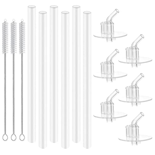 Replacement Straws for Thermos Funtainer Bottle, Straws Stem Set with Cleaning Brushes，Safe to use for Adult/Children (6-pack)