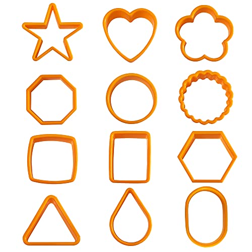 12PCS Color Plastic Cookie Cutters Heart Star Triangle for Vegetable Fruit Cutters
