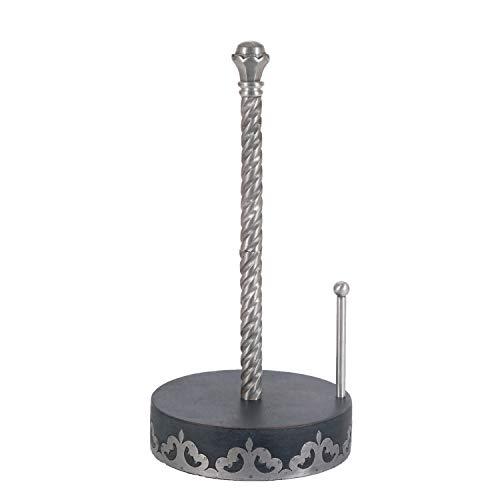 Gray-Washed Metal-Inlay Paper Towel Holder