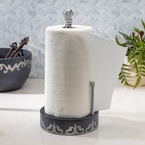 Gray-Washed Metal-Inlay Paper Towel Holder