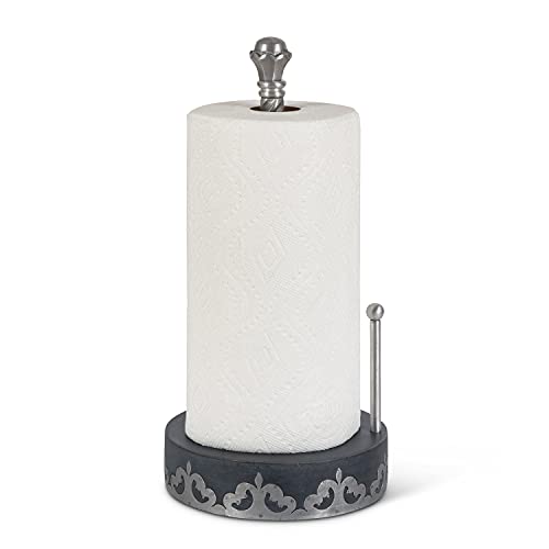 Gray-Washed Metal-Inlay Paper Towel Holder