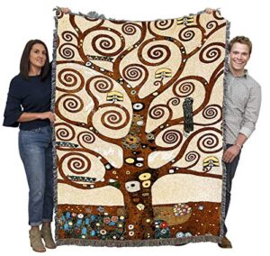 pure country weavers stoclet frieze blanket by tree of life - gustav klimt - fine art gift tapestry throw woven from cotton - made in the usa (72x54)