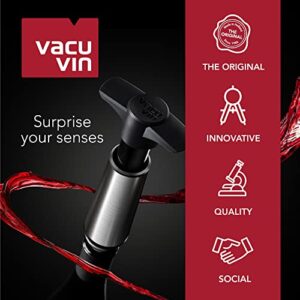 Vacu Vin Wine Saver Vacuum Stoppers - Set of 6, Gray, for Wine Bottles - Keep Wine Fresh for Up to a Week with Airtight Seal - Compatible with Vacu Vin Wine Saver Pump