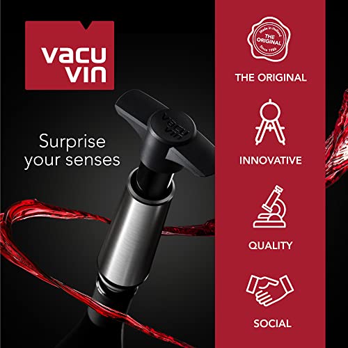 Vacu Vin Wine Saver Vacuum Stoppers - Set of 6, Gray, for Wine Bottles - Keep Wine Fresh for Up to a Week with Airtight Seal - Compatible with Vacu Vin Wine Saver Pump