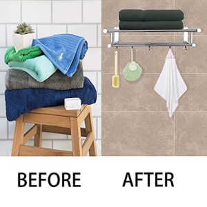 TAOHIHI Black Towel Racks for Bathroom,Small Stainless Steel Towel Bar, Multifunction 6-Tube Wall Mount Towel Holder Hotel Style, Bathroom Accessories