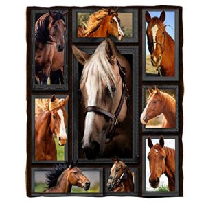 chrihome flannel blanket 3d cool horse soft plush blanket for couch sofa bed nap travel cozy warm throw blankets bedding home decor (60'' x 50'')