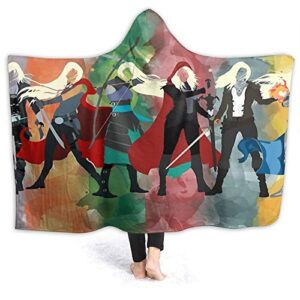 hooded blanket throne of glass series watercolor comfortable throw blankets suitable for sofa blankets for adults and children, bed blankets 80" x60