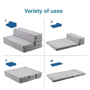 BDEUS Folding Mattress Folding Sofa 4" Breathable High-Density Foam Mattress Topper, Portable Guest Bed with Removable&Washable Cover, 75 x 25 inches